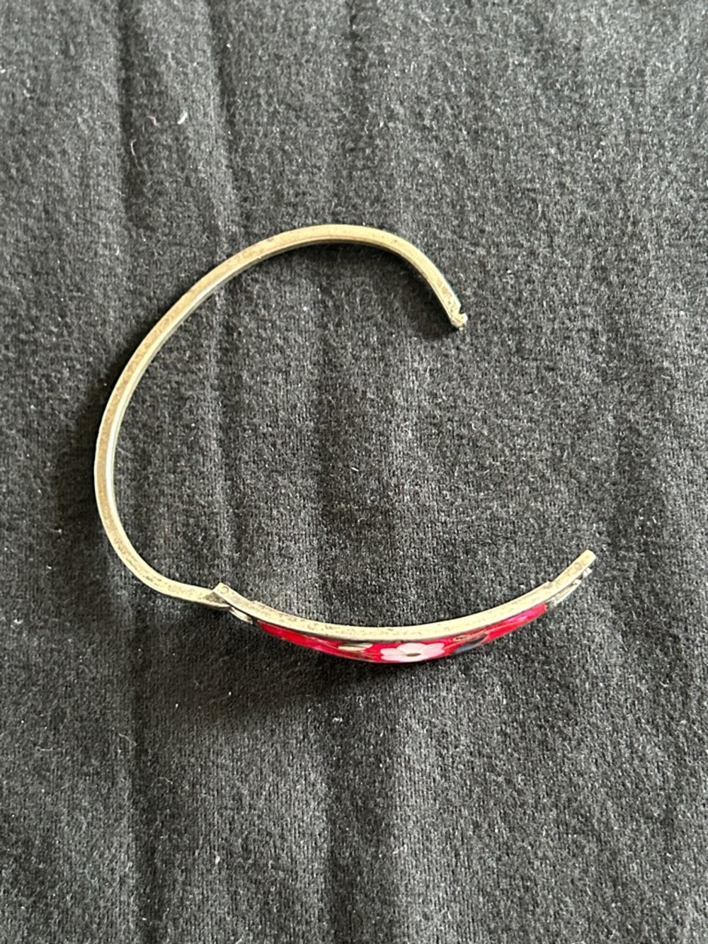 Red Floral Enamel Bangle Bracelet - Women Jewelry Silverplated or 925 Mexico - Picture 5 of 9